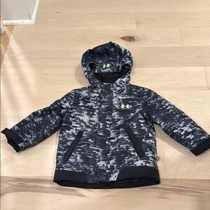 Under Armour Black & Gray Pixel Camo Kids' Hooded Jacket with Neon Logo